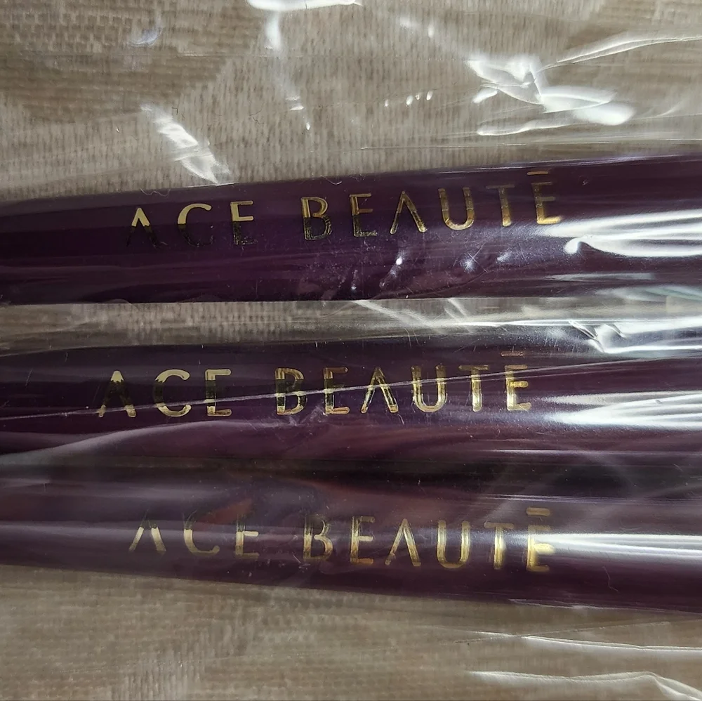 ACE BEAUTÉ 3PC MAKEUP BRUSH SET PURPLE GOLD PROFESSIONAL NEW SEALED